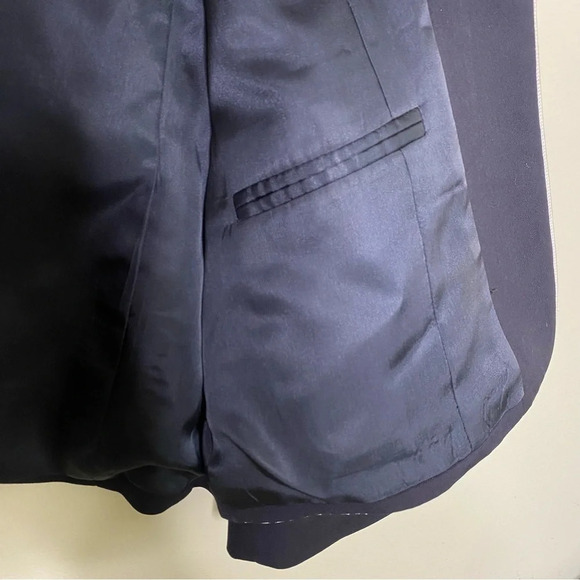 Austin Reed Vintage Navy Blue White Piping 100% Worsted Wool Blazer Women's 6 - Picture 6 of 11